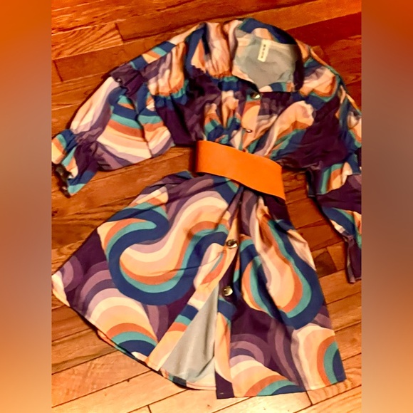 New NWT MADE IN ITALY purple orange blue babydoll dress or maternal tunic - Picture 11 of 13